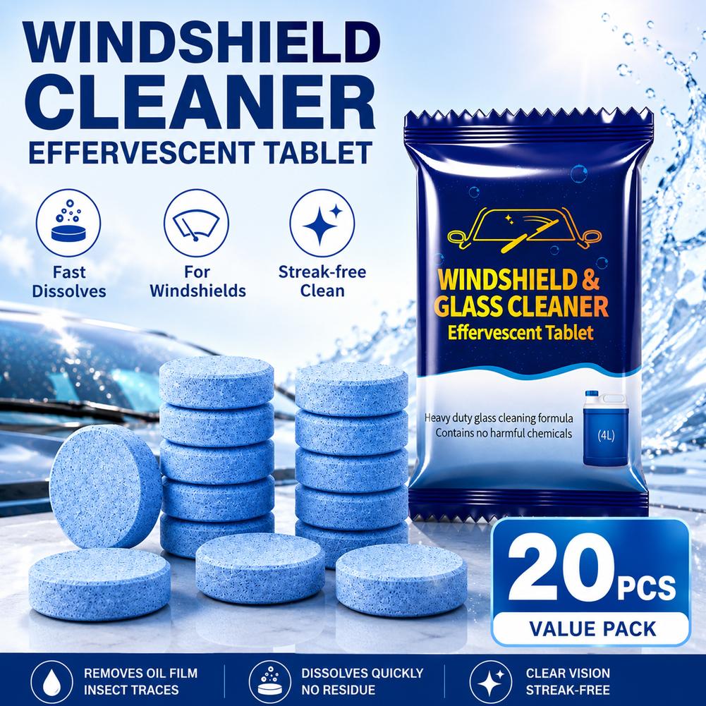 Glass Cleaner Streak - Car Windshield Washer Effervescent Tablets Powerful