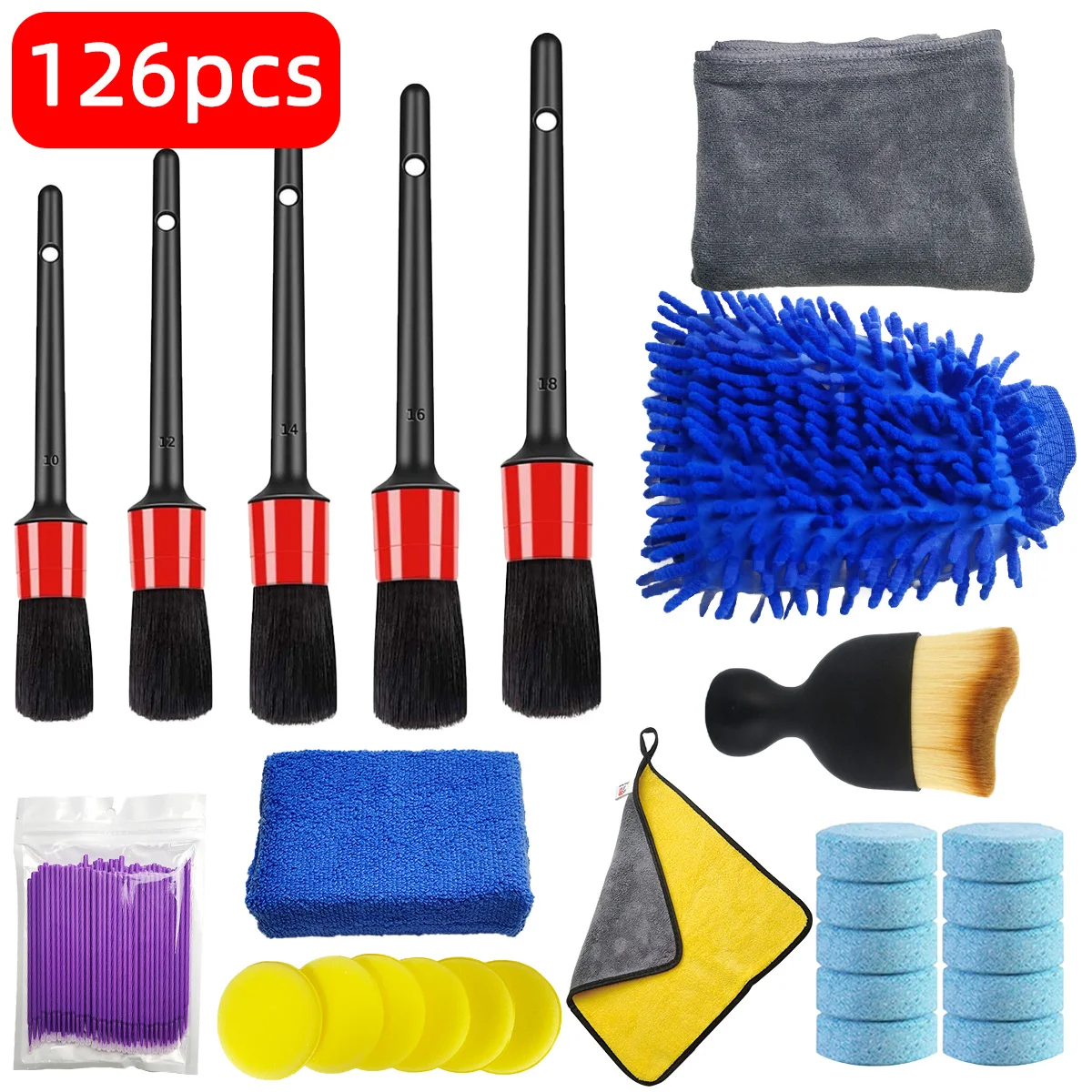 Dirt Brush Interior - 126-Piece Car Detail Cleaning Kit with