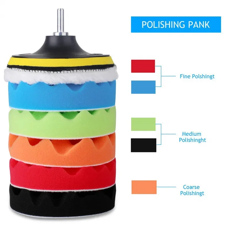 Polish Pad Set Buffer - 8Pcs Car Polishing Pads Kit 3/4/5/6/7