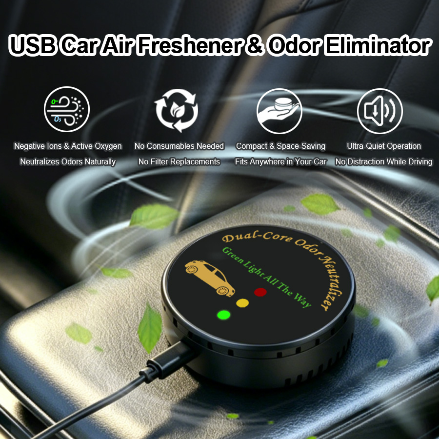 Odor Eliminator Car - Car Air Purifier, Filter-Free USB Plug-and-Play