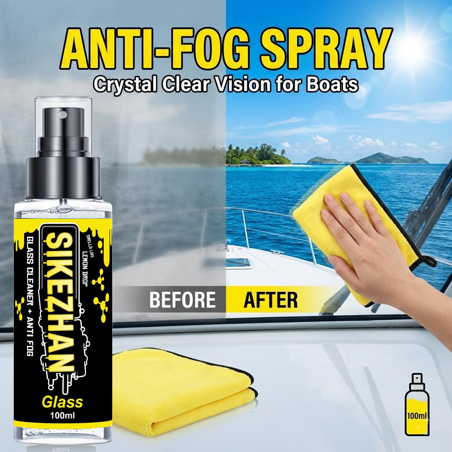 Glass Cleaner Streak - 2in1 Anti Fog Spray Car Glass
