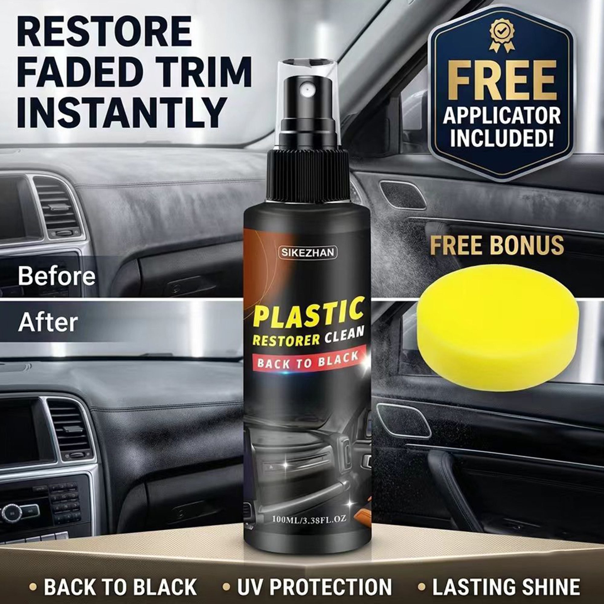 Trim Restorer Plastic - Car Plastic Restorer & Back To