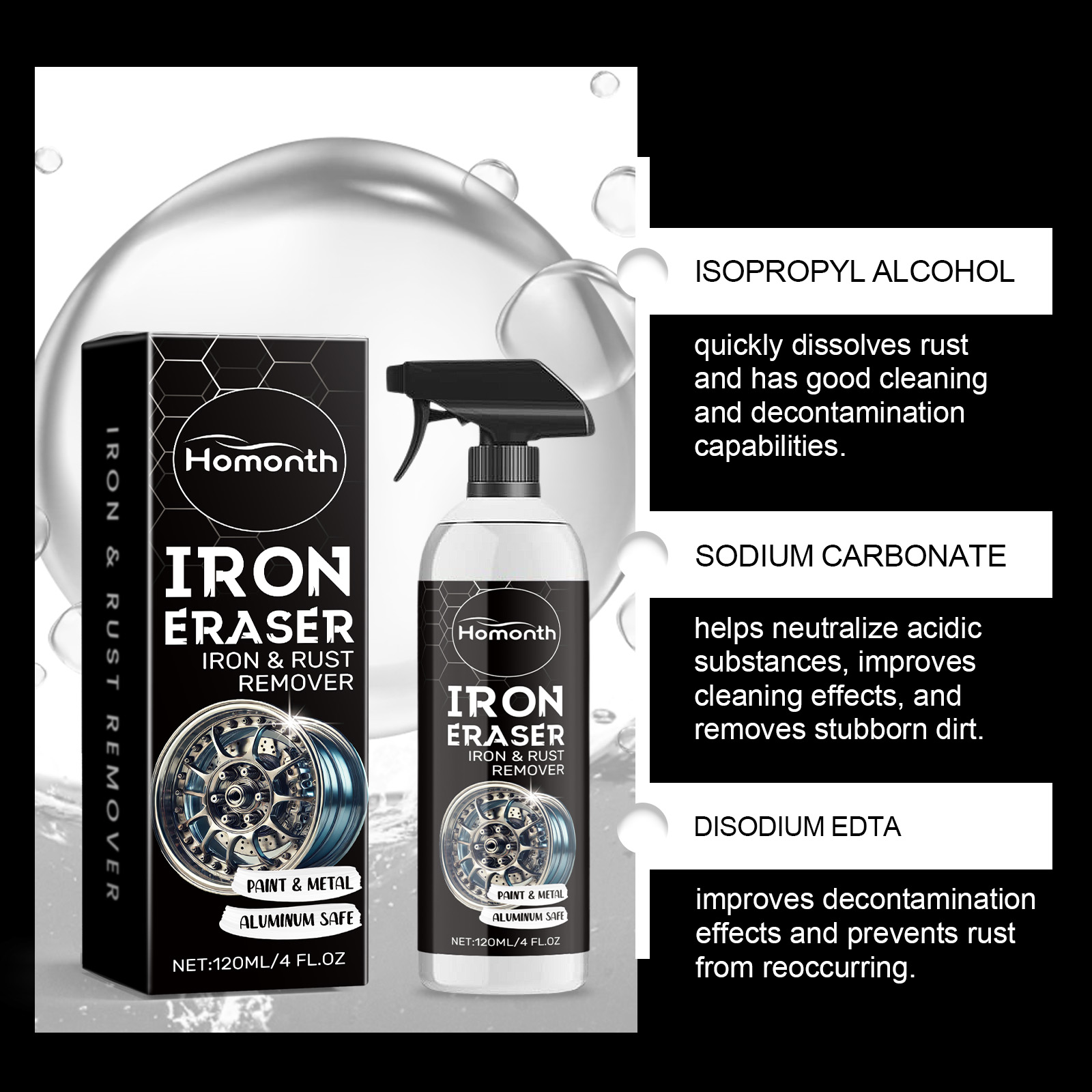 Car Wheel Rust Remover Spray E - Wheel Cleaner Alloy ulasan dan harga