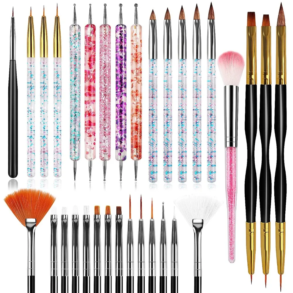 32pcs Nail Art Brushes, Acryli - Detailing Brush Set ulasan dan harga