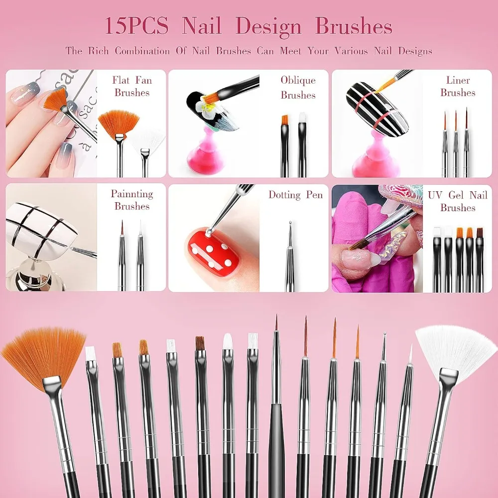 32pcs Nail Art Brushes, Acryli - Detailing Brush Set ulasan dan harga