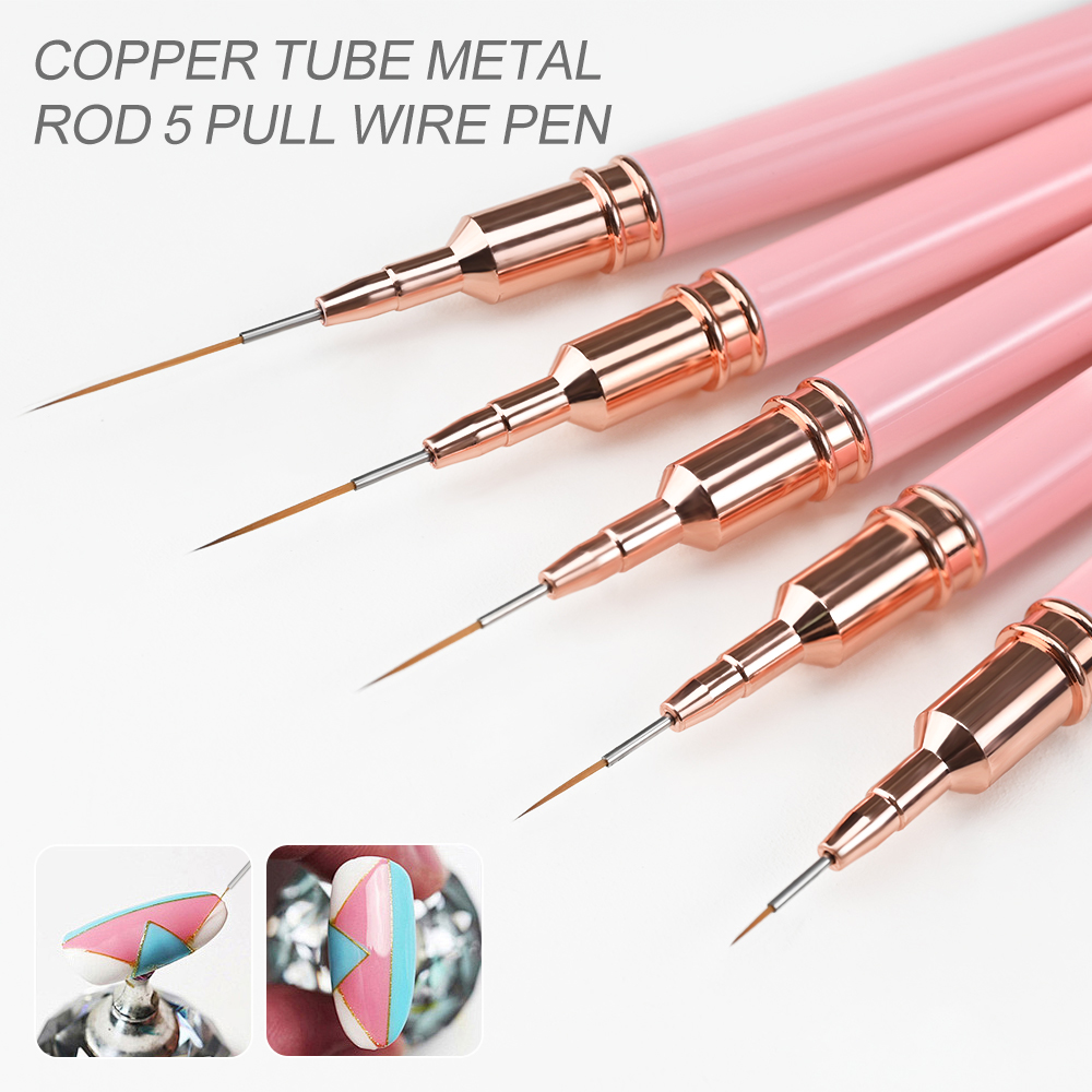 5Pcs Pink Metal Handle Nail Li - Detailing Brush Set ulasan dan harga