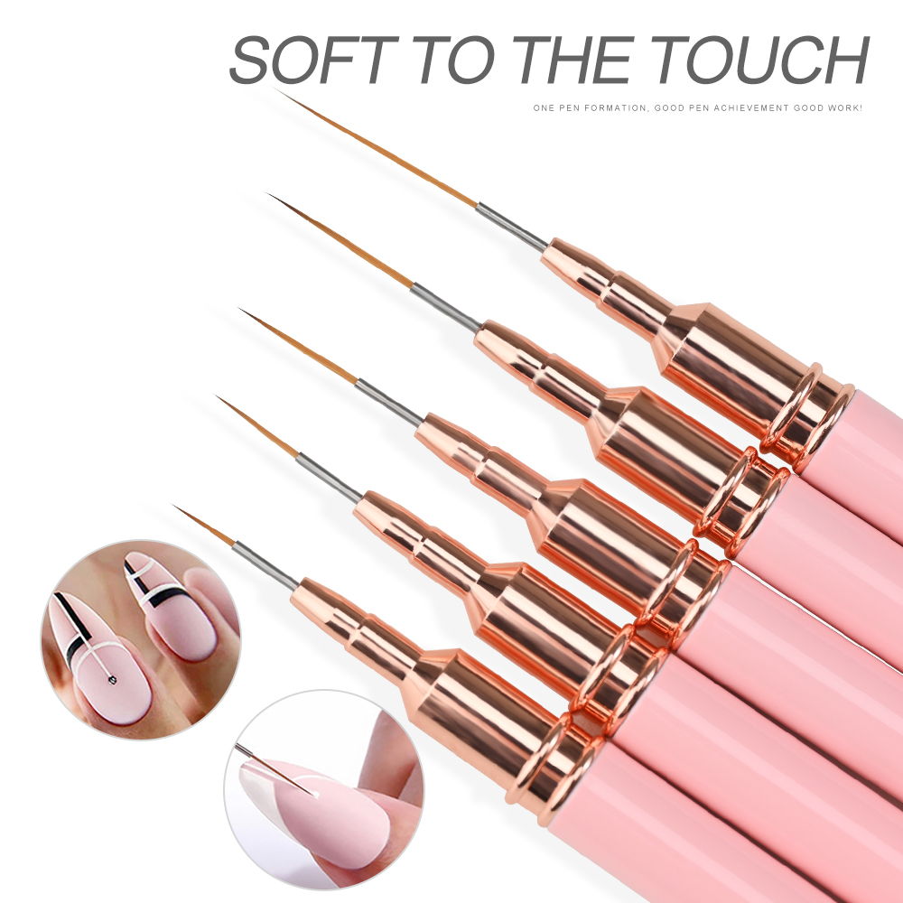 5Pcs Pink Metal Handle Nail Li - Detailing Brush Set ulasan dan harga