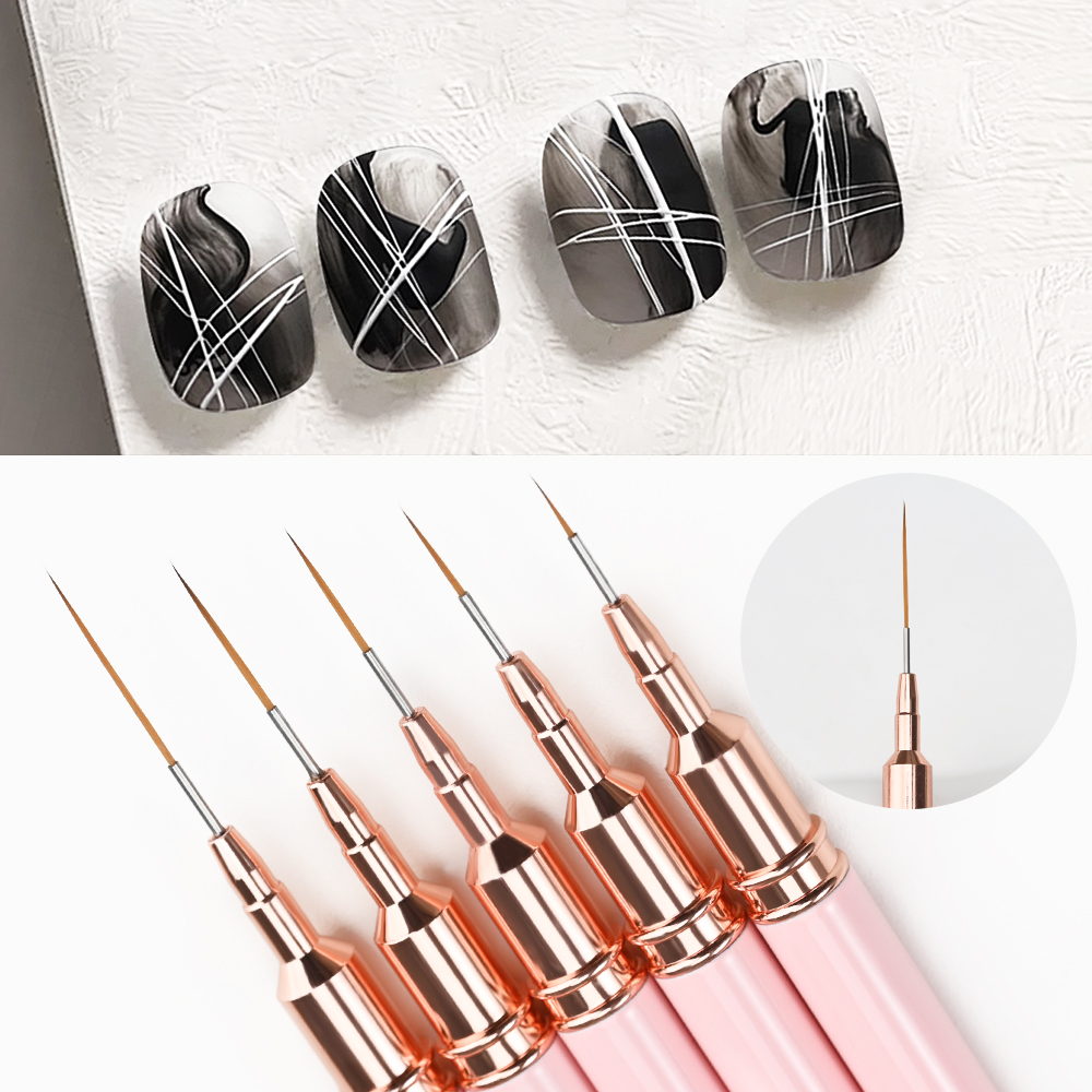 5Pcs Pink Metal Handle Nail Li - Detailing Brush Set ulasan dan harga