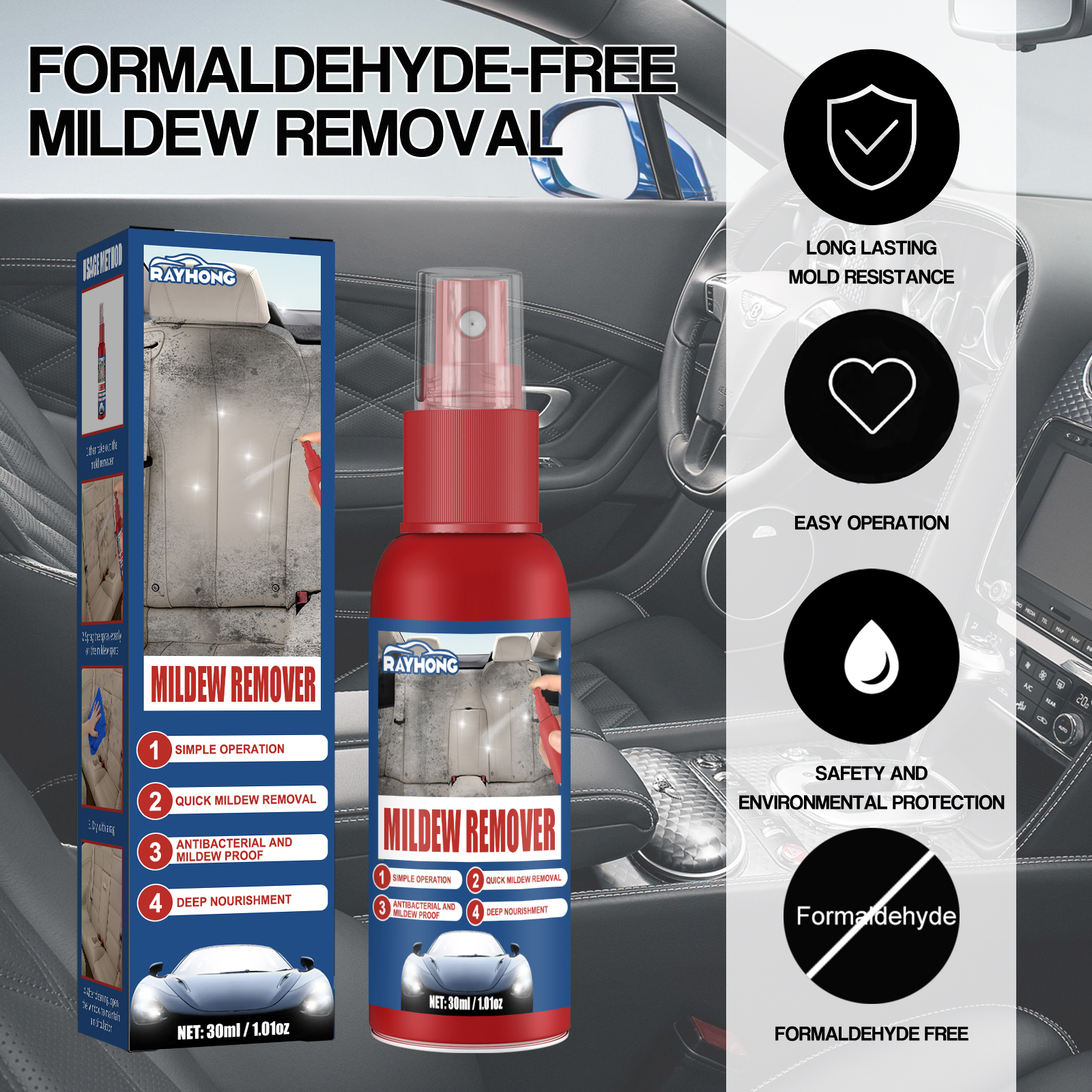 Car Mildew Remover Spray Multi - Seat Cleaner Fabric ulasan dan harga